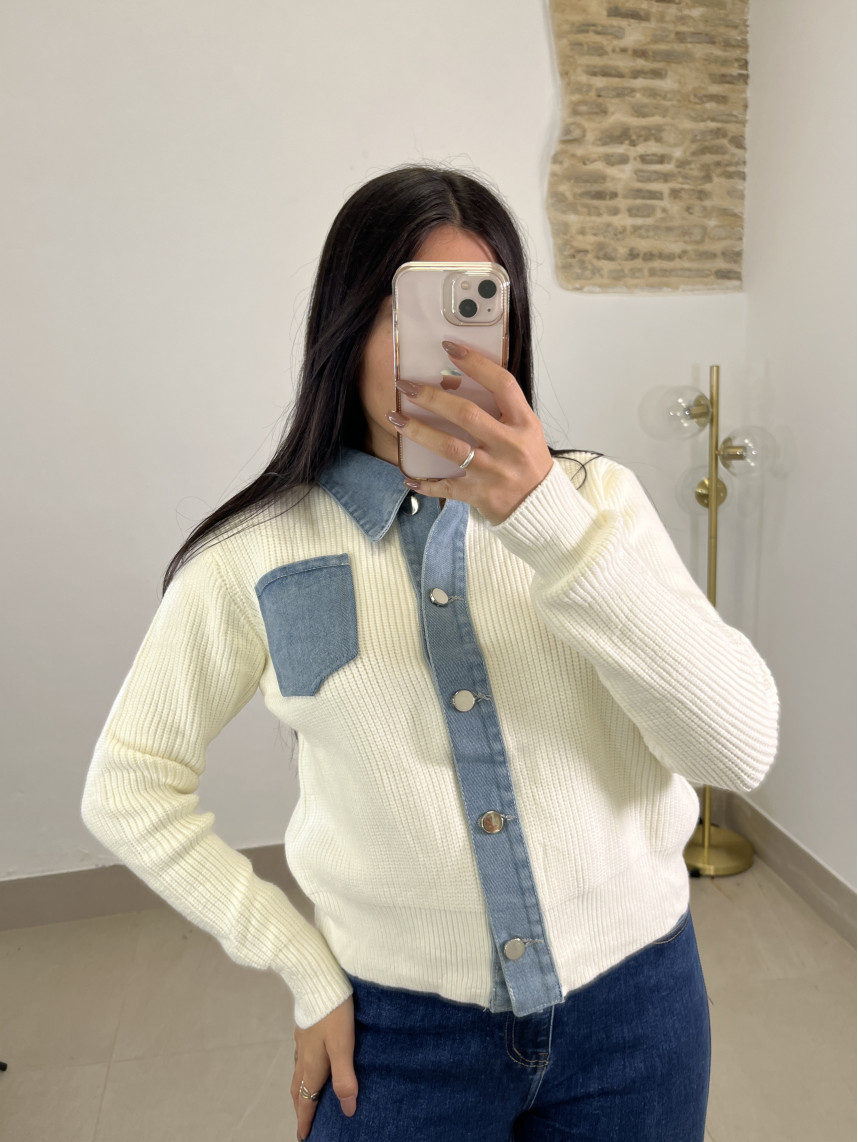 Rebeca combinada vaquera blanca