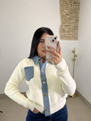 Rebeca combinada vaquera blanca