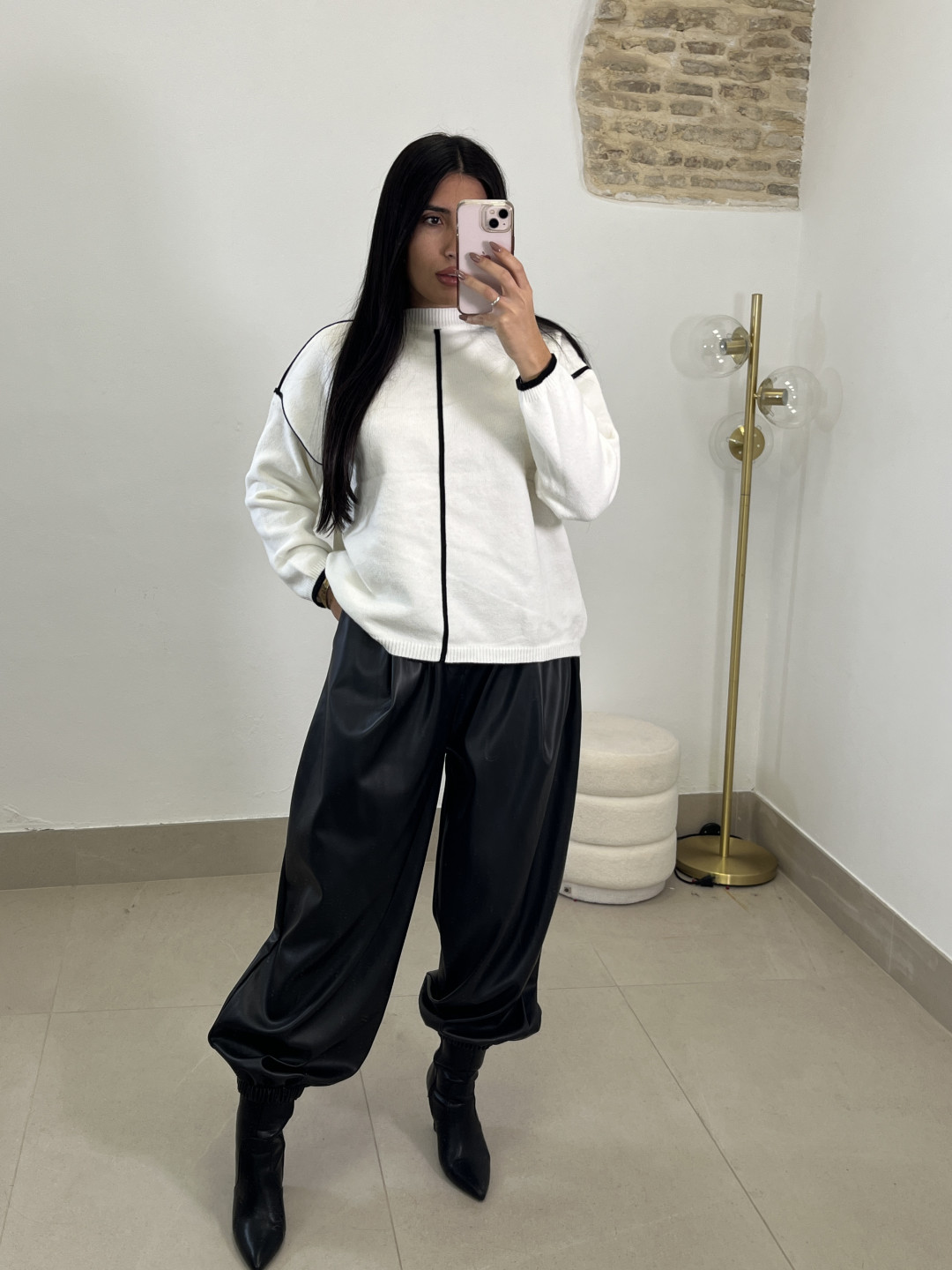 pantalon balloon polipiel negro