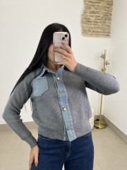 Rebeca combinada vaquera gris