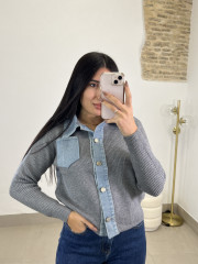 Rebeca combinada vaquera gris