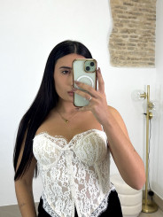 corse encaje terciopelo blanco