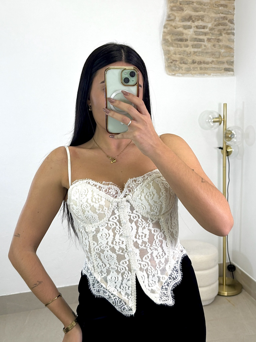 corse encaje terciopelo blanco