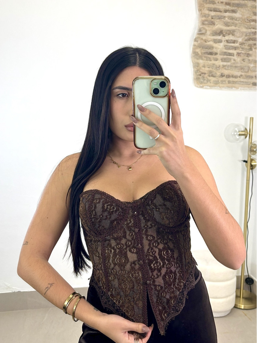 corse encaje terciopelo marron