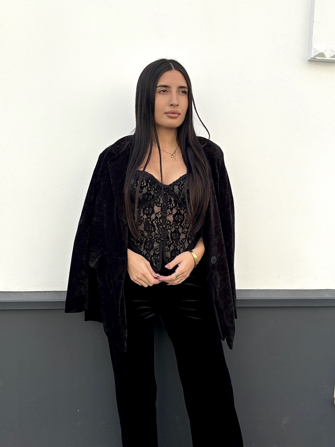 corse encaje terciopelo negro