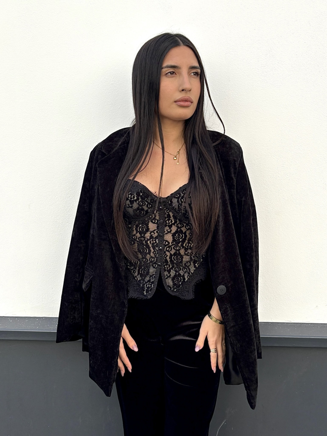 corse encaje terciopelo negro