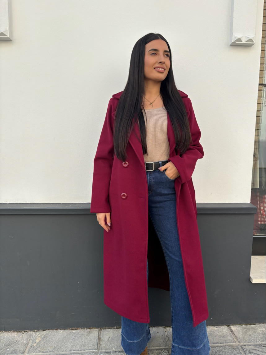 Abrigo paño botones tinto