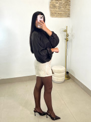 faldapantalon brillo beige