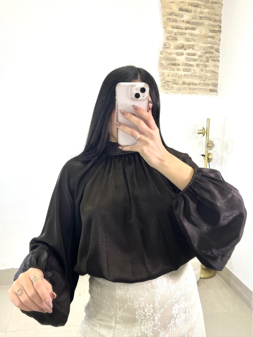 Blusa detalle lazo espalda chocolate