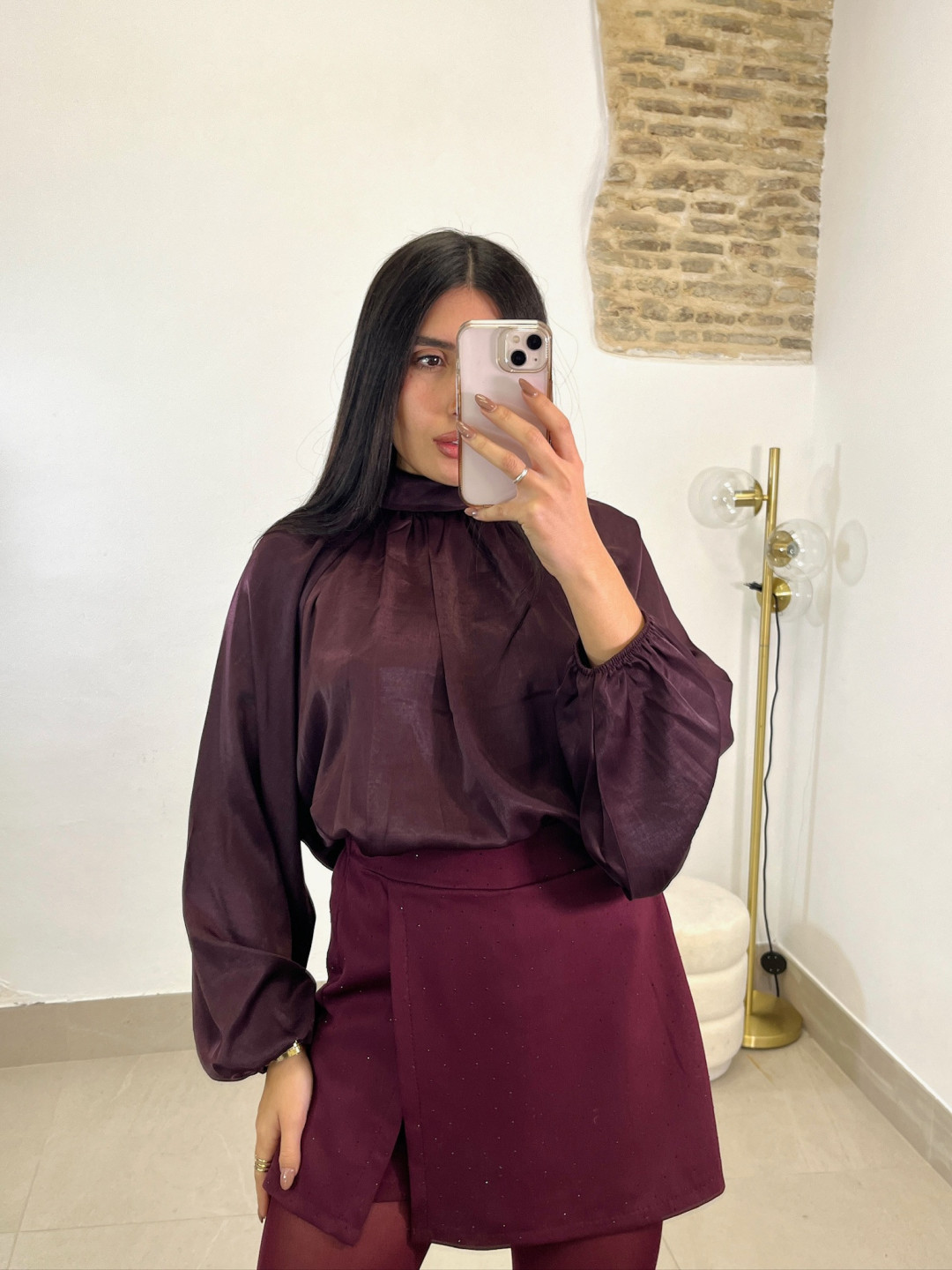 Blusa detalle lazo espalda berenjena