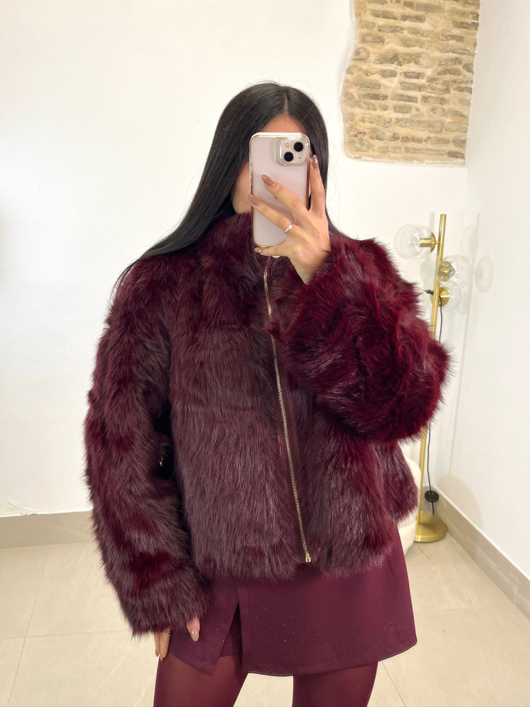 Falda pantalon brillo tinto