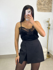 faldapantalon brillo negra