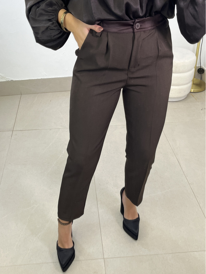 pantalon pinzas smoking chocolate