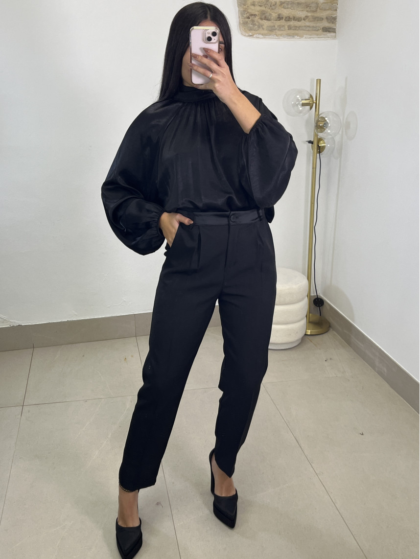 Pantalon pinzas smoking negro