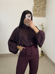 Blusa detalle lazo espalda berenjena