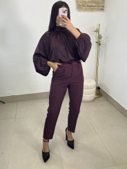 Blusa detalle lazo espalda berenjena