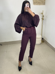 Blusa detalle lazo espalda berenjena