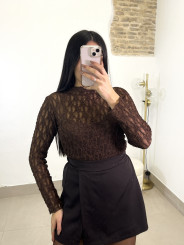 falda pantalón brillo chocolate