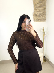 falda pantalón brillo chocolate