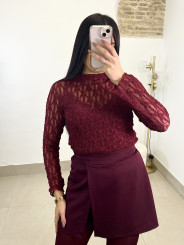 Falda pantalón brillo tinto