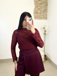 Falda pantalón brillo tinto