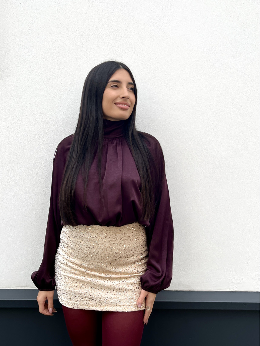 faldapantalon lentejuela beige