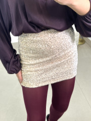 falda pantalón lentejuela beige