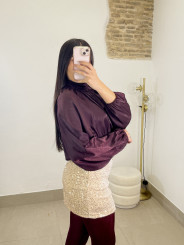 falda pantalón lentejuela beige