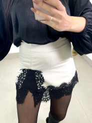 faldapantalon detalle encaje beige