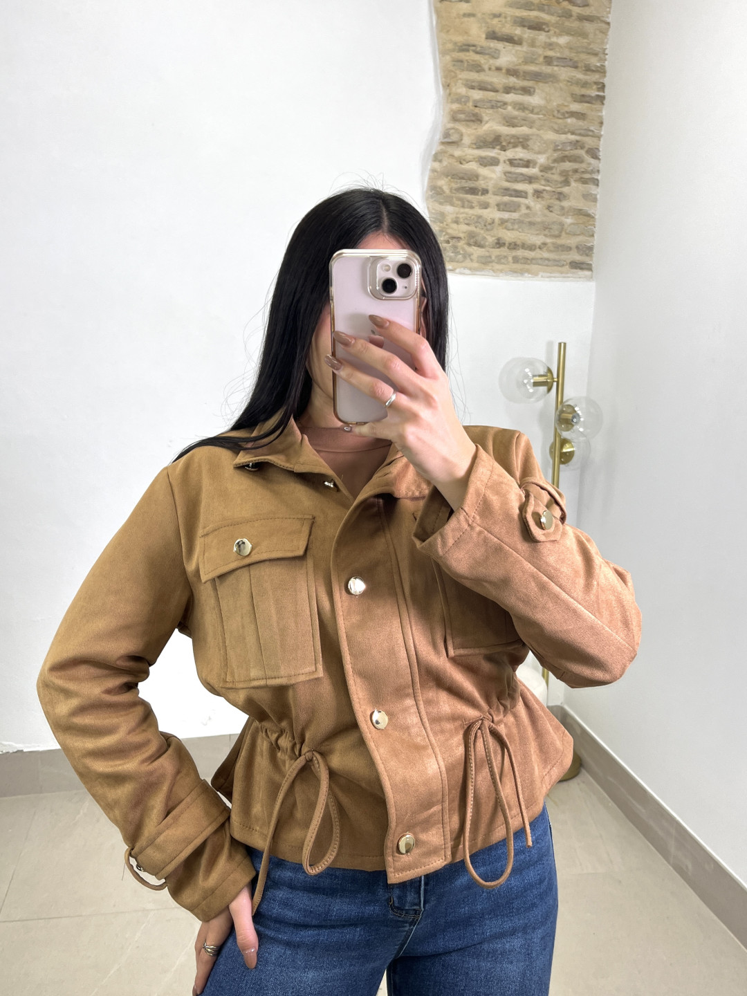 Bomber antelina fruncida marron