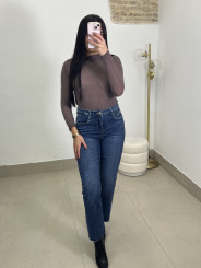 camiseta fina cuello perking marron