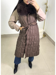 Chaleco anorak cuelllo pelos marron