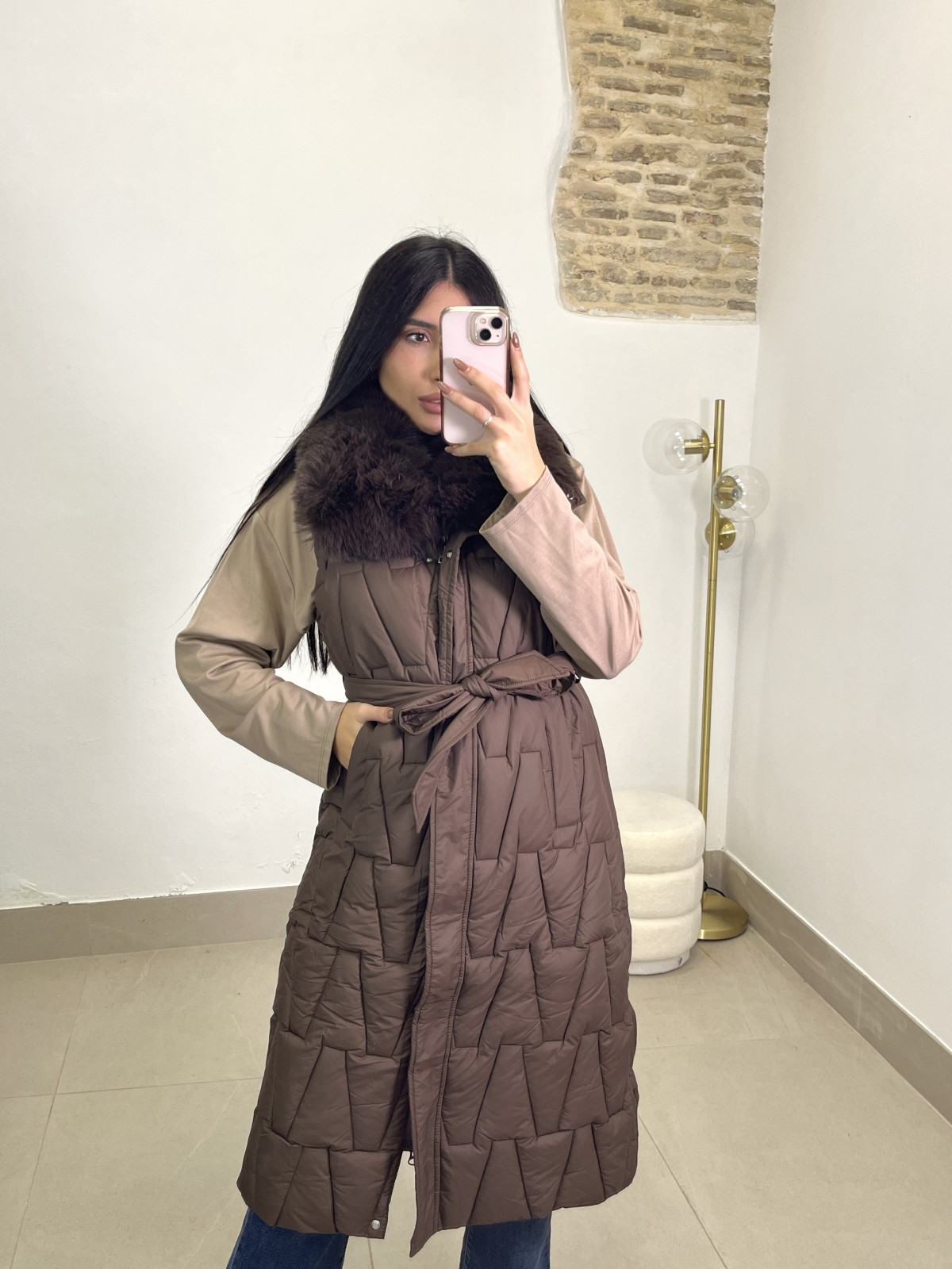 Chaleco anorak cuelllo pelos marron