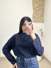 camiseta basica oversize manga larga azul