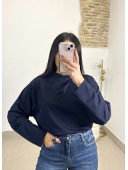 camiseta basica oversize manga larga azul