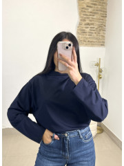 camiseta basica oversize manga larga azul