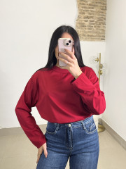camiseta basica oversize manga larga roja