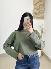 camiseta basica oversize manga larga verde