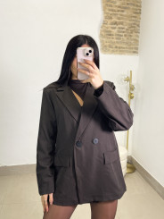 Blazer cruzada marron oscura