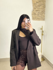 Blazer cruzada marron oscura