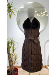 Chaleco anorak cuelllo pelos marron