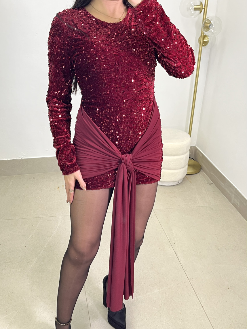 Vestido gisela lentejuela tinto