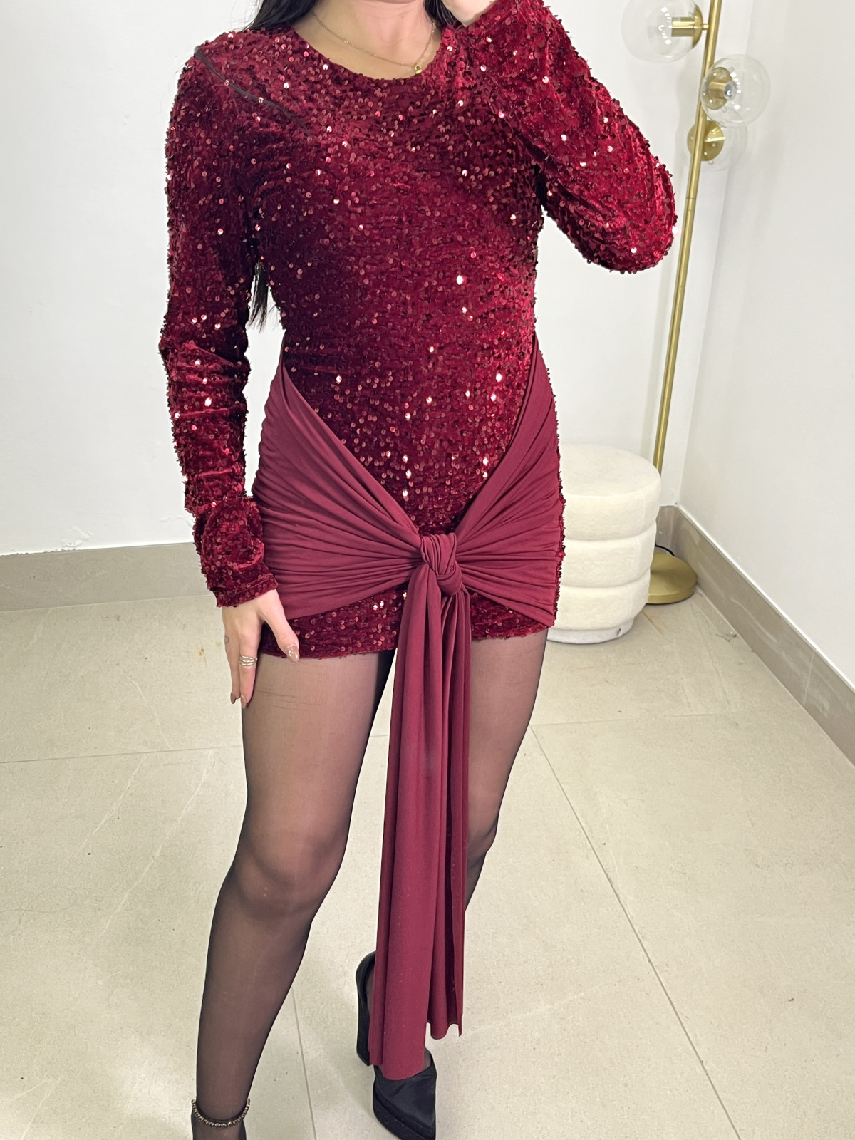 Vestido gisela lentejuela tinto