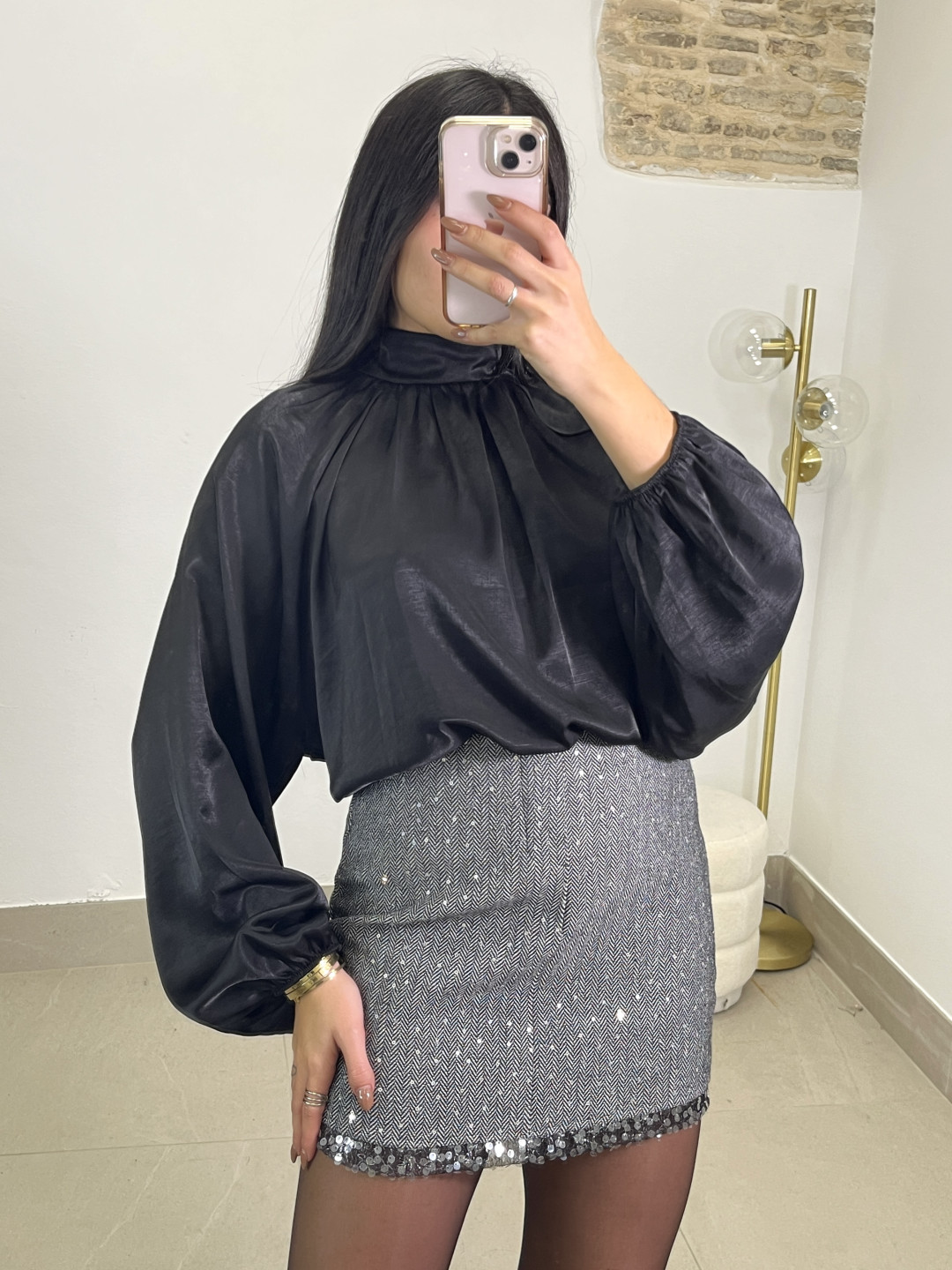 Falda tweed detalle brillo