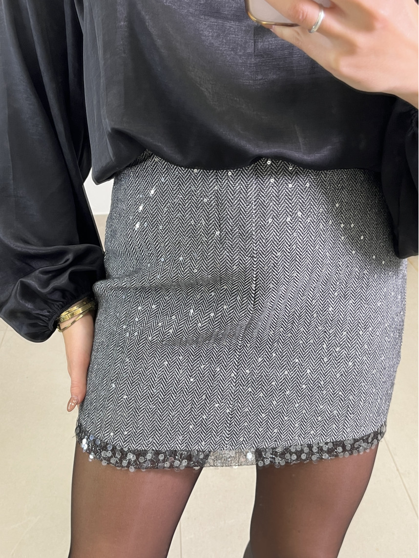 Falda tweed detalle brillo