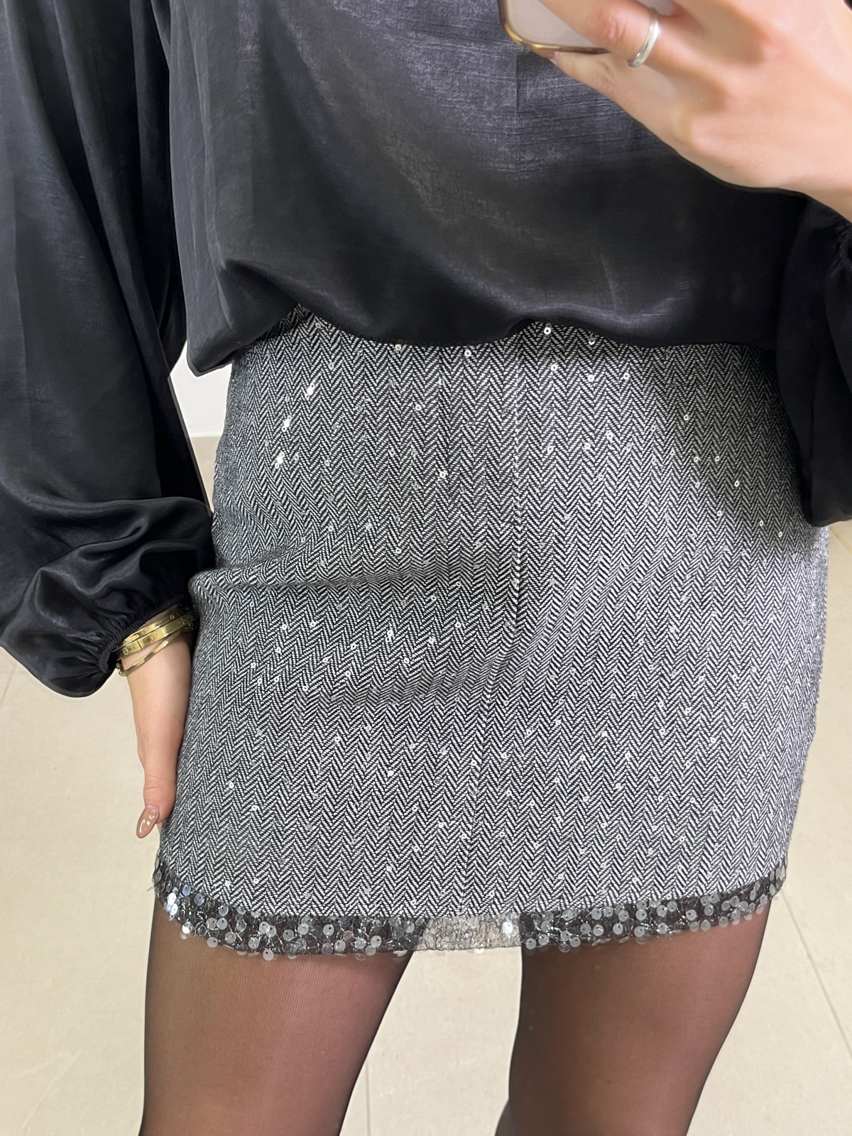 Falda tweed detalle brillo