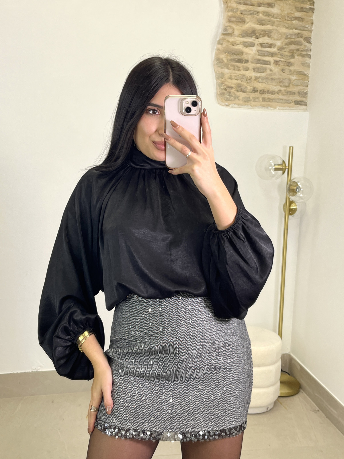 Falda tweed detalle brillo