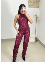 Mono cuello halter lentejuela tinto