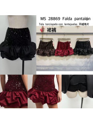 Short globo lentejuelas negro