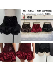 Short globo lentejuelas negro